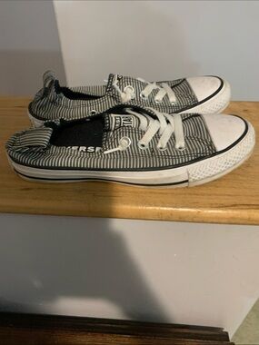 Converse Women’s Low-Top Striped Sneakers - Black & White